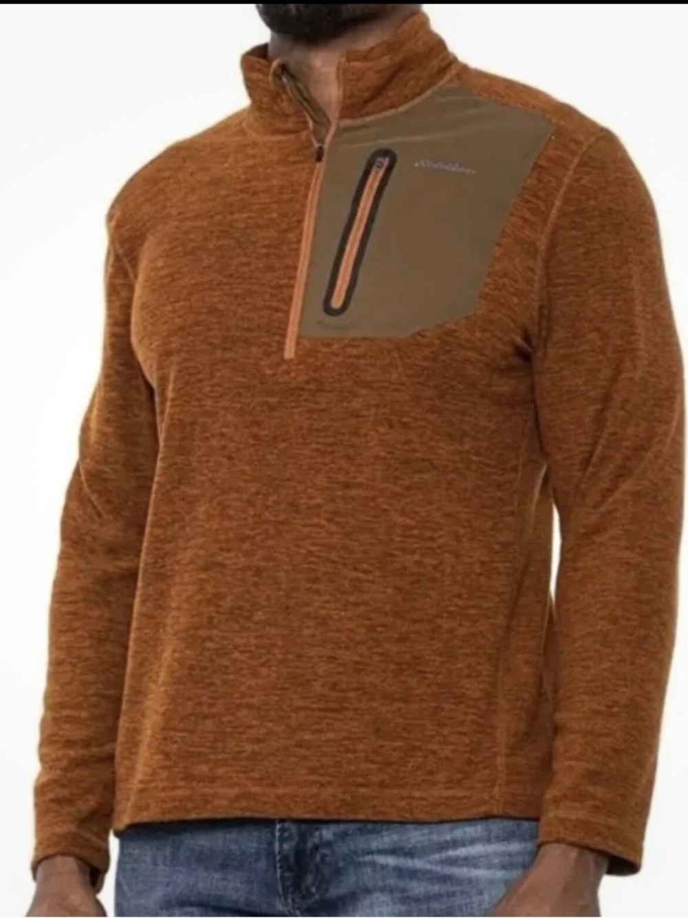 Eddie Bauer Mens Cloud Layer Pro Fleece Pullover 1/4 Zip Hunter Brown Sz L